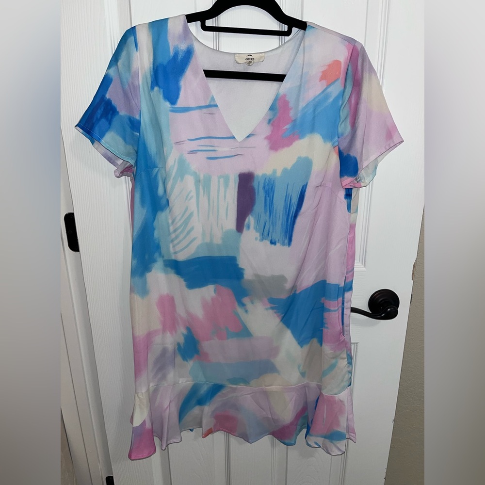 Abstract drop waist shift dress